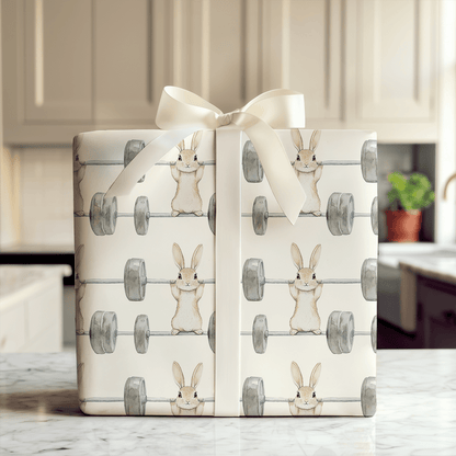 Bench Press Hare - Wrapping Paper - Aspen & Arlo