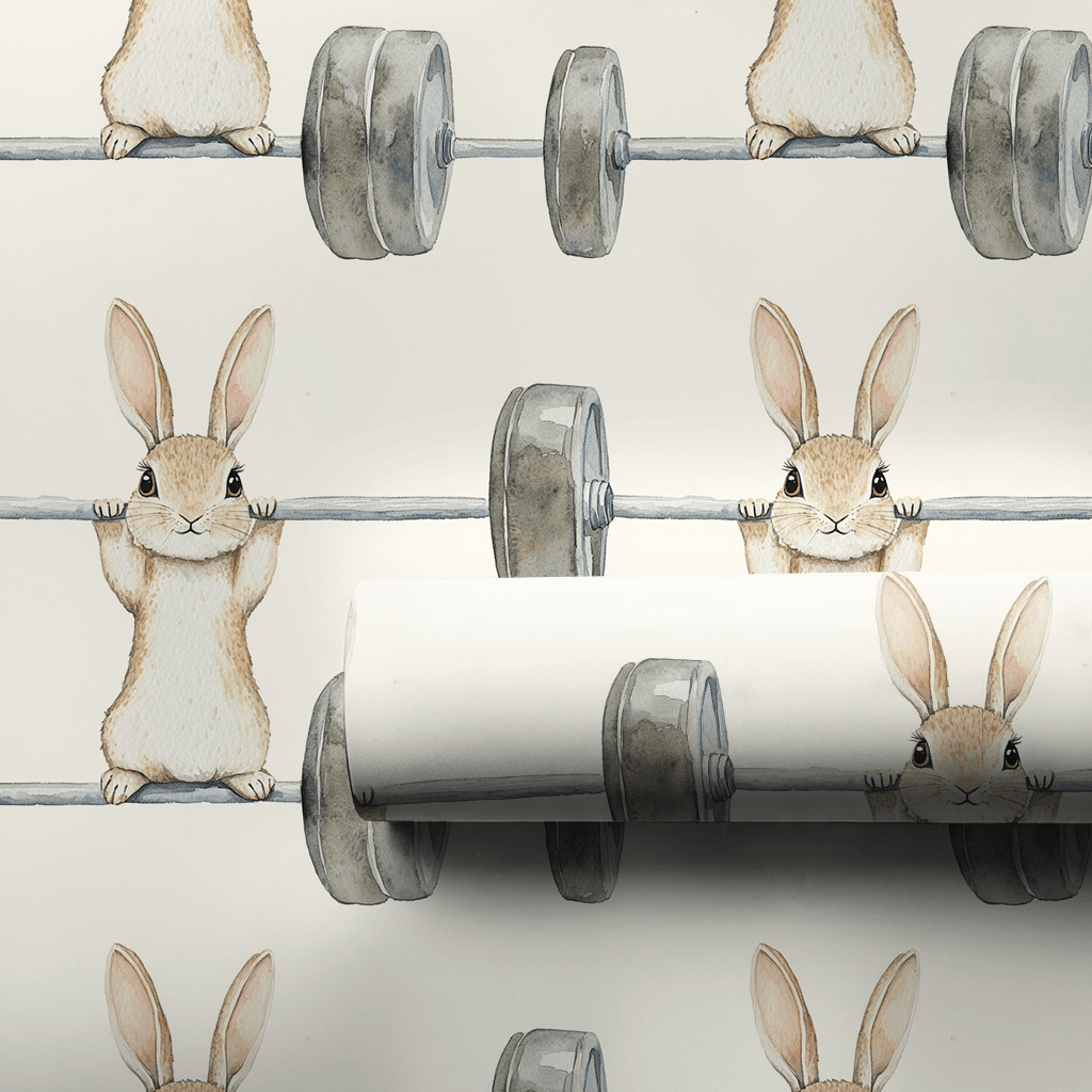 Bench Press Hare - Wrapping Paper - Aspen & Arlo