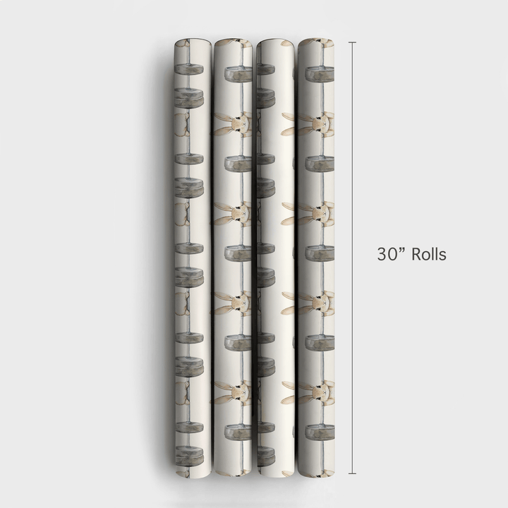 Bench Press Hare - Wrapping Paper - Aspen & Arlo