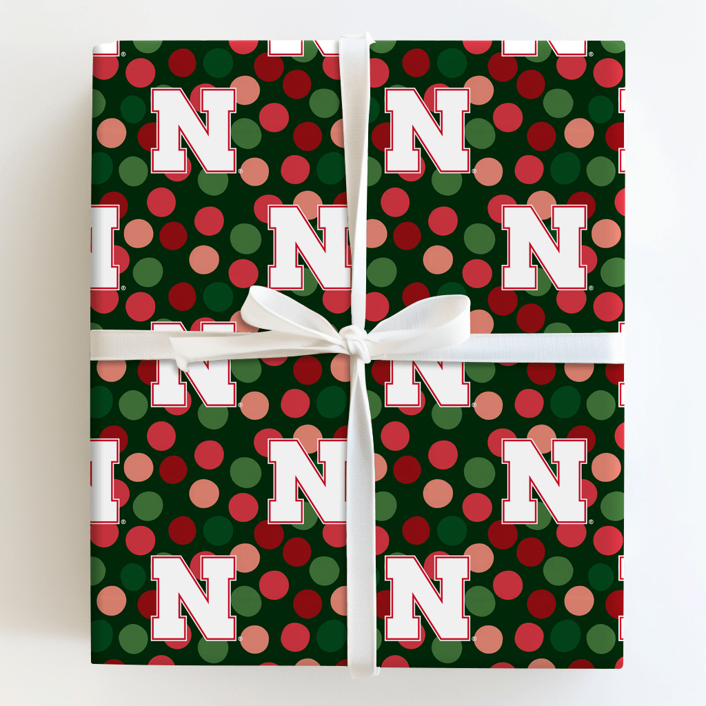 Nebraska Christmas Dots - Wrapping Paper - Aspen & Arlo