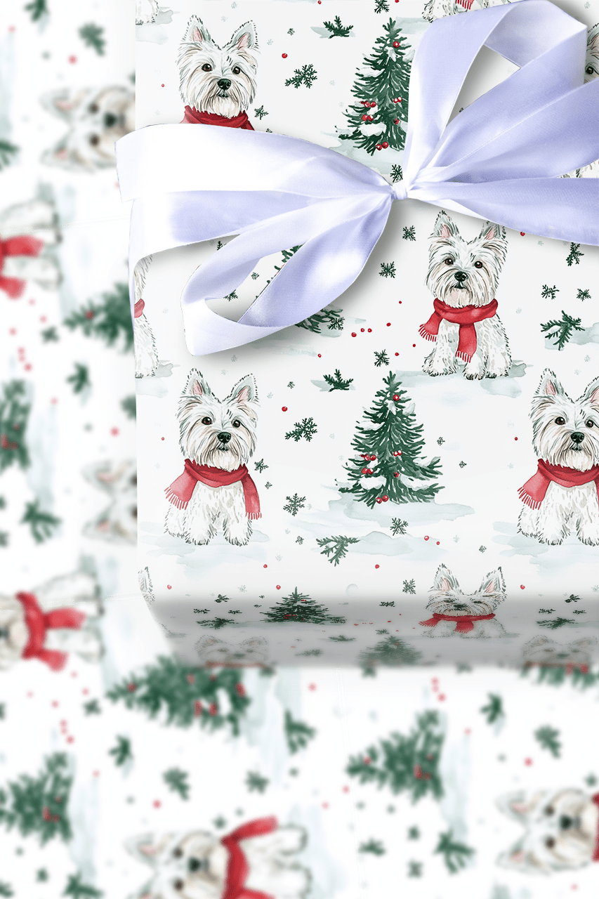 Snow Day for the Westies Wrapping Paper: Westie Dog Gift Wrap