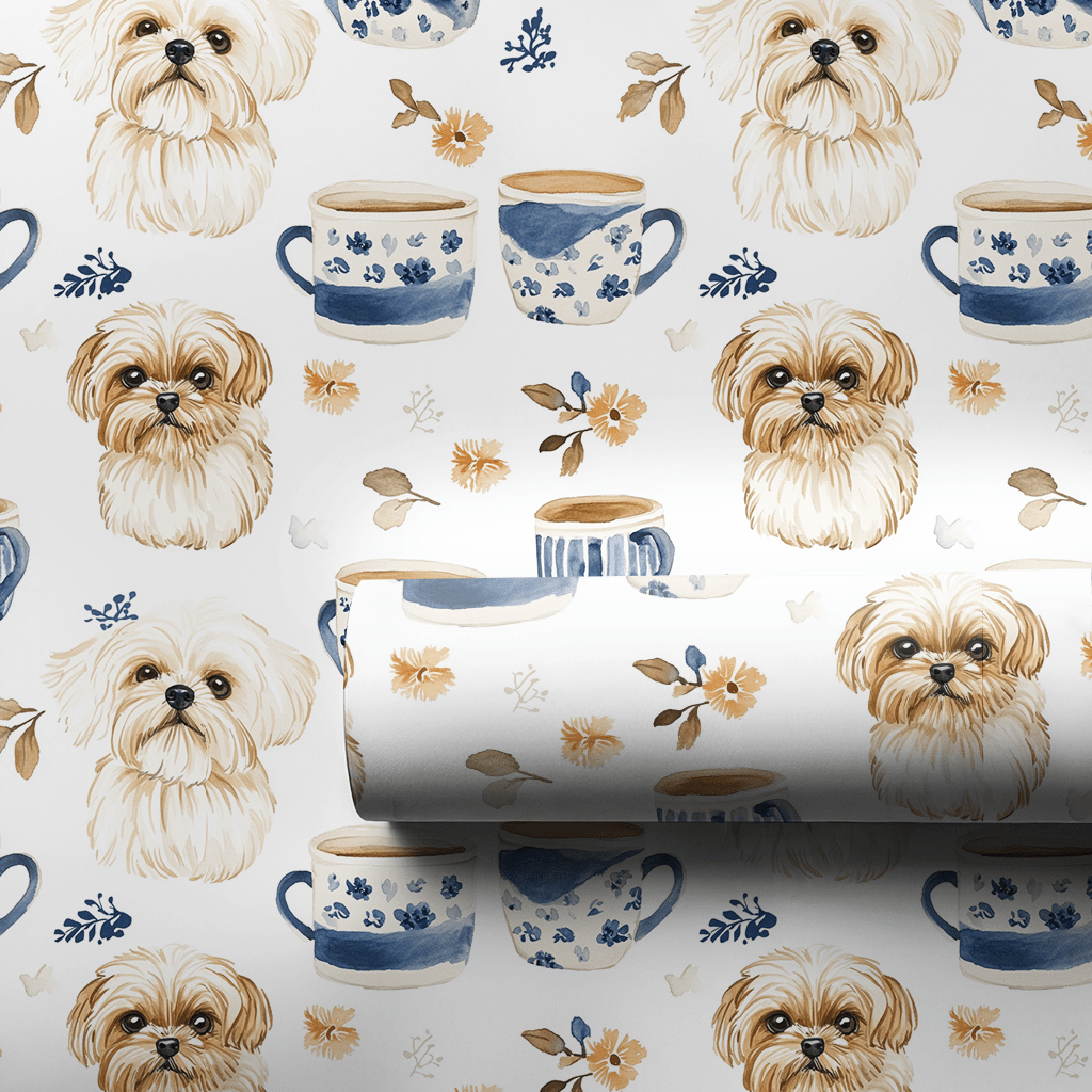 Coffee Day with the Shih Tzu - Wrapping Paper - Aspen & Arlo