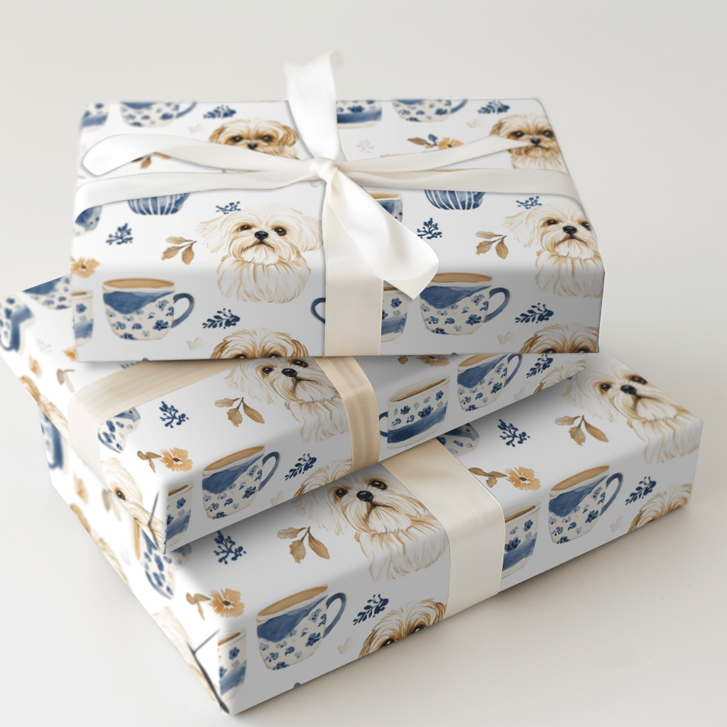 Coffee Day with the Shih Tzu - Wrapping Paper - Aspen & Arlo