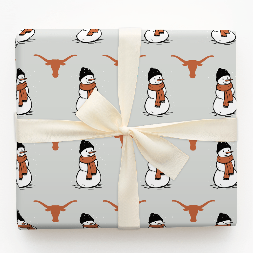Longhorn Snowman - Wrapping Paper - Aspen & Arlo