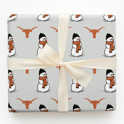 Longhorn Snowman - Wrapping Paper - Aspen & Arlo