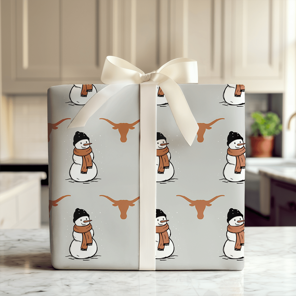 Longhorn Snowman - Wrapping Paper - Aspen & Arlo