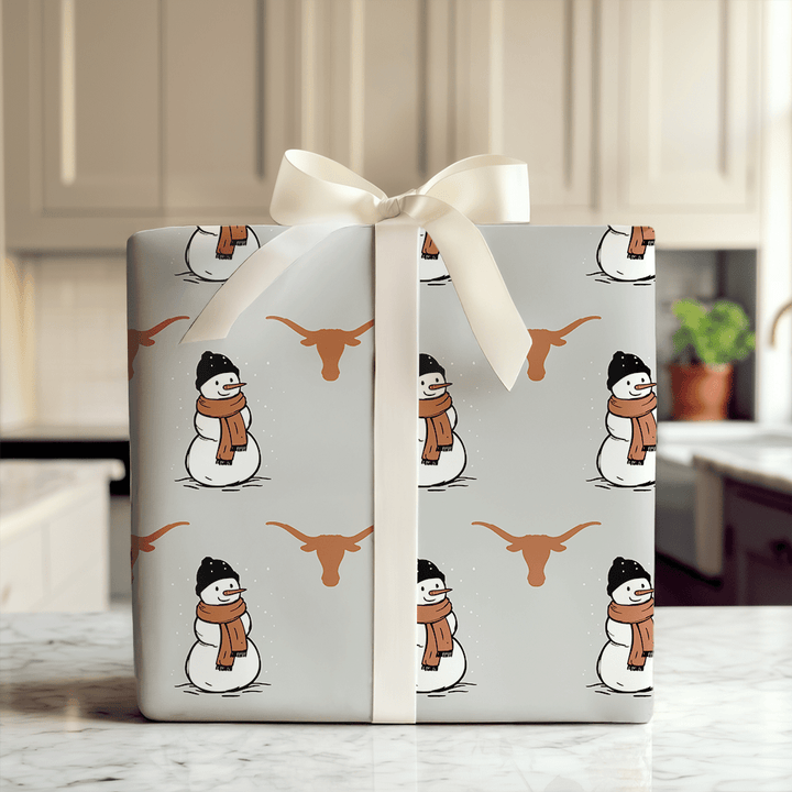 Longhorn Snowman - Wrapping Paper - Aspen & Arlo