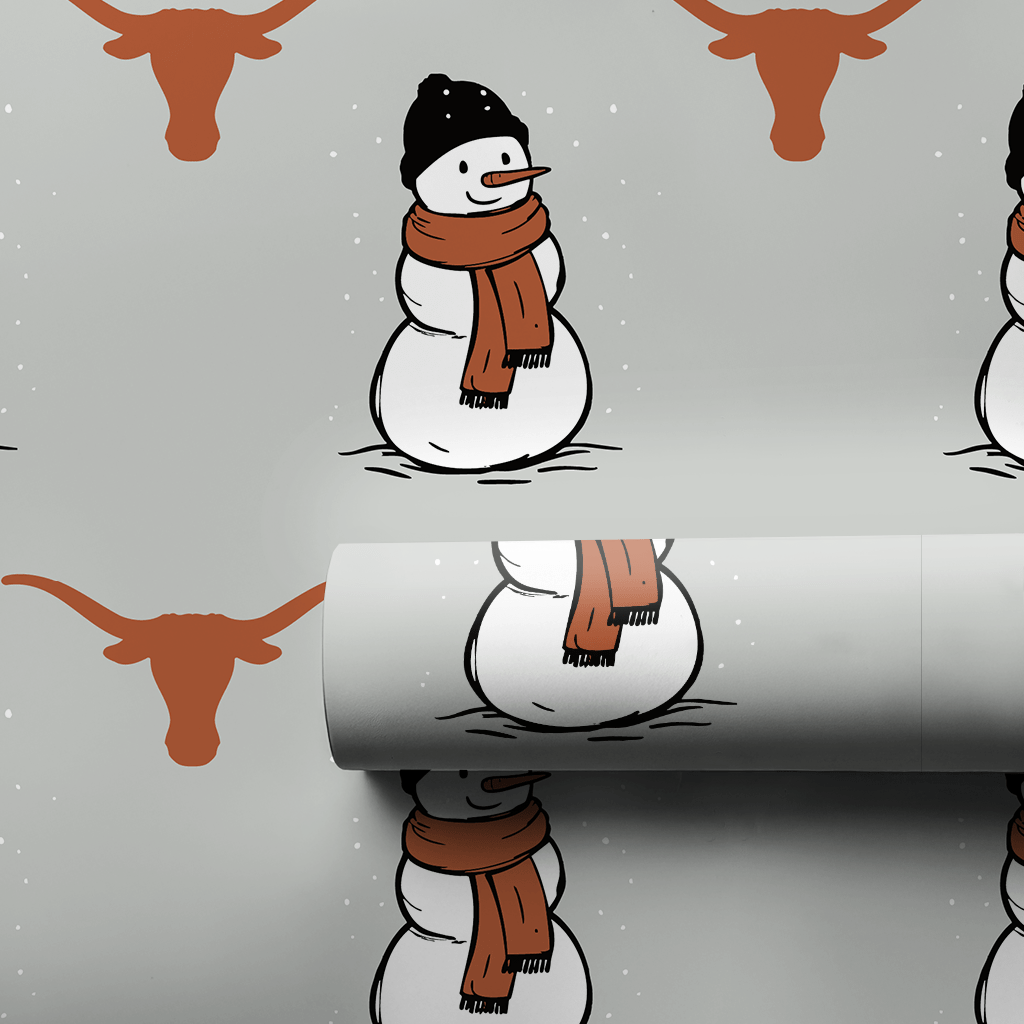 Longhorn Snowman - Wrapping Paper - Aspen & Arlo
