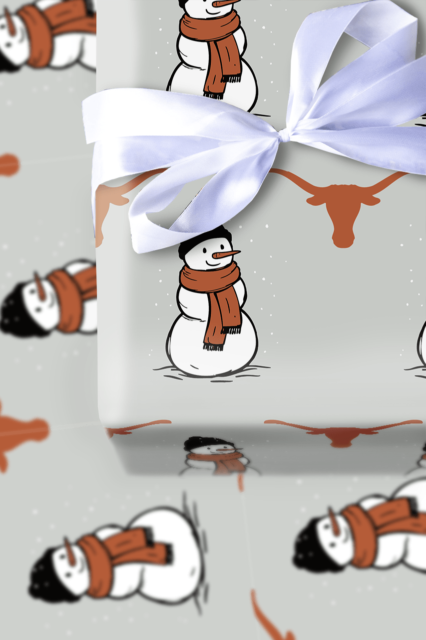 Longhorn Snowman - Wrapping Paper - Aspen & Arlo