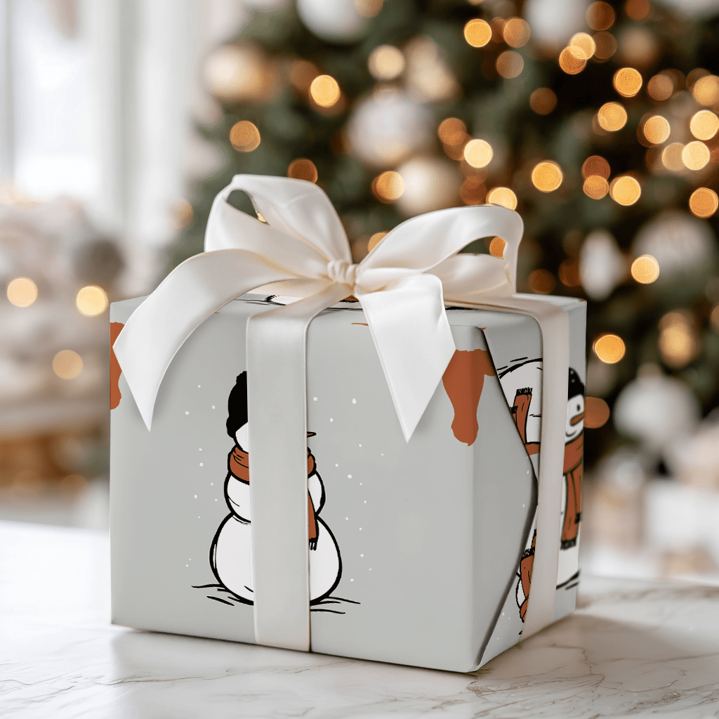 Longhorn Snowman - Wrapping Paper - Aspen & Arlo