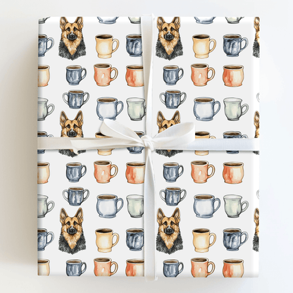 Coffee Day with the German Shepherd - Wrapping Paper - Aspen & Arlo