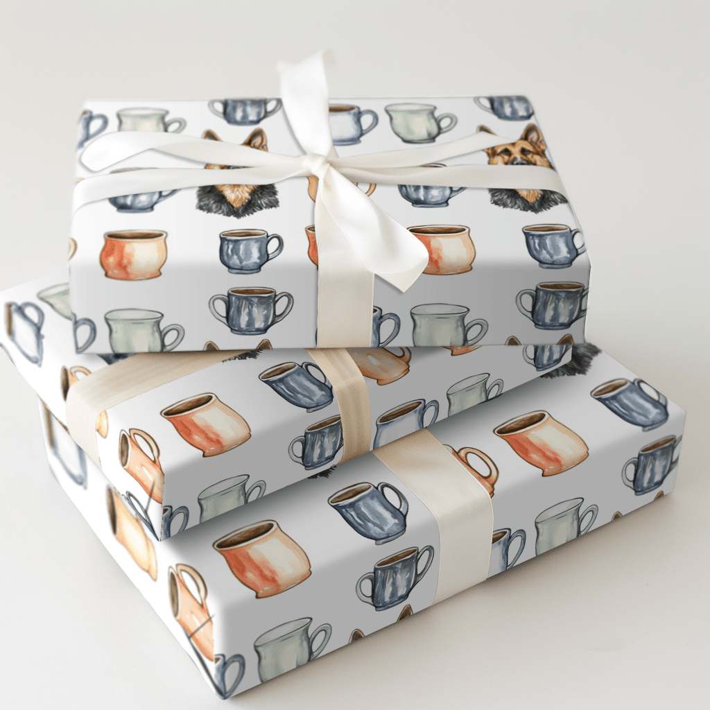 Coffee Day with the German Shepherd - Wrapping Paper - Aspen & Arlo