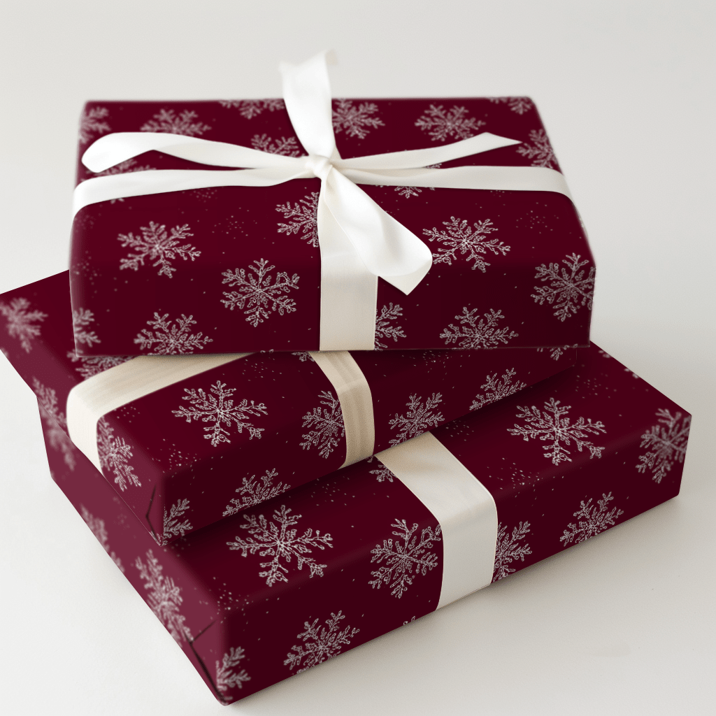 Crimson Snowfall - Wrapping Paper - Aspen & Arlo
