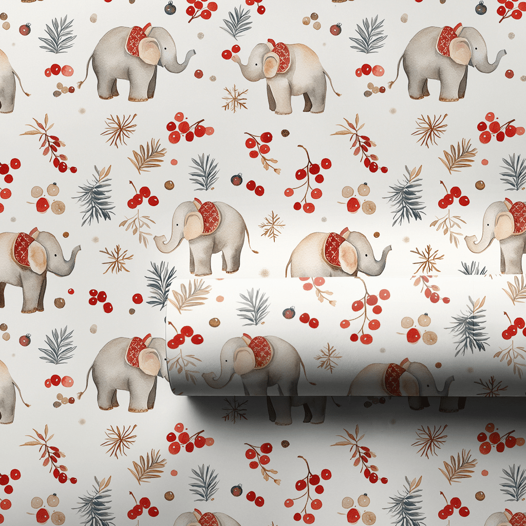 Yuletide Elephants - Wrapping Paper - Aspen & Arlo