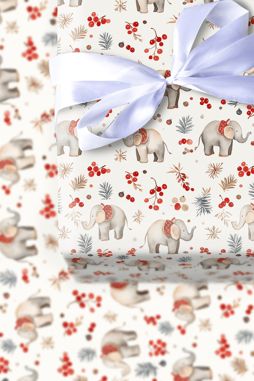 Yuletide Elephants - Wrapping Paper - Aspen & Arlo