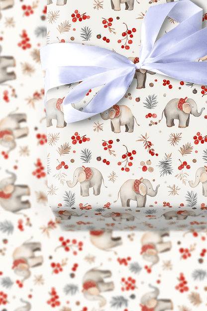 Yuletide Elephants - Wrapping Paper - Aspen & Arlo