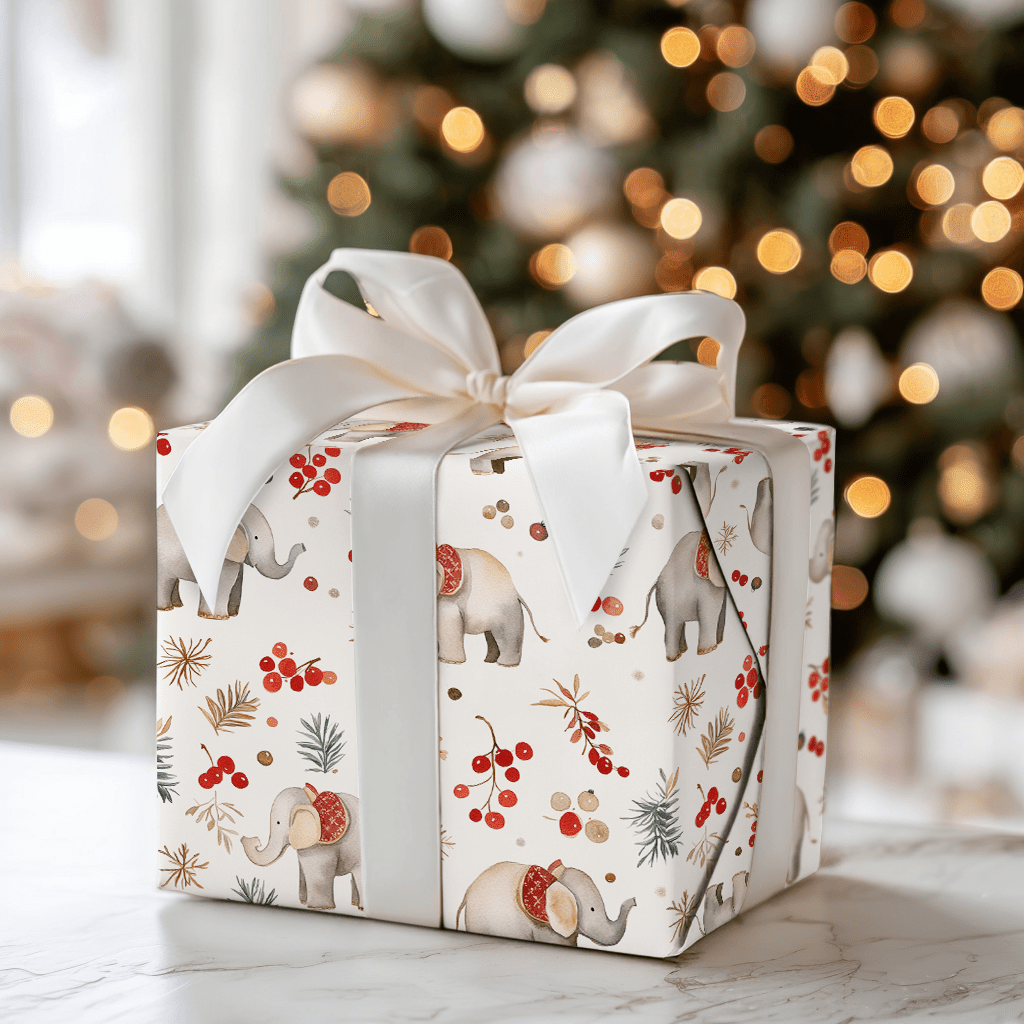 Yuletide Elephants - Wrapping Paper - Aspen & Arlo