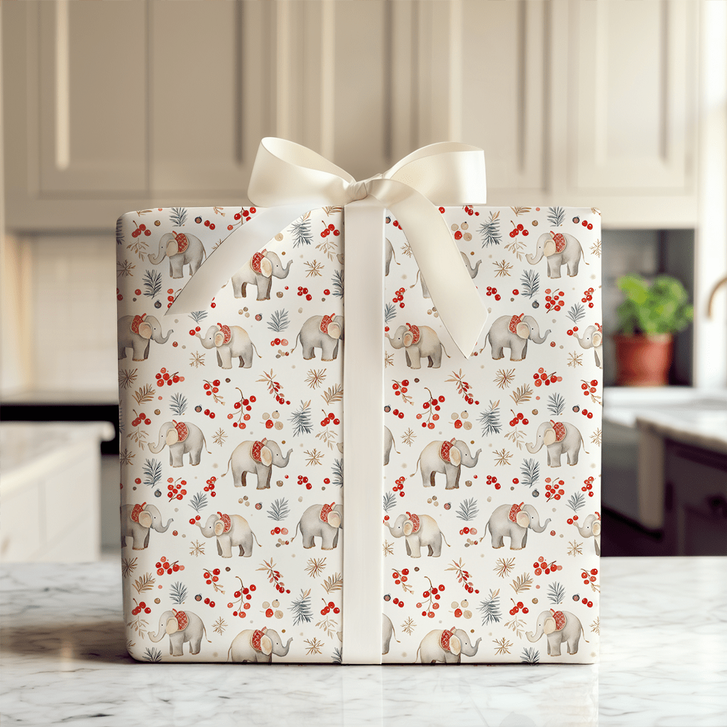 Yuletide Elephants - Wrapping Paper - Aspen & Arlo