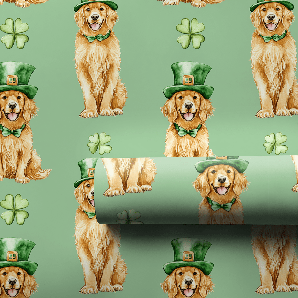 Leprechaun Golden Retriever - Wrapping Paper - Aspen & Arlo
