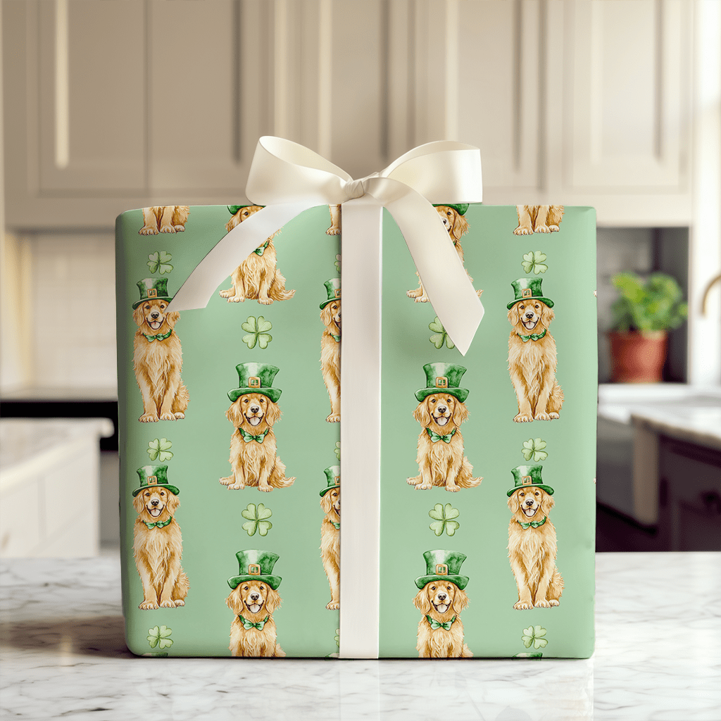 Leprechaun Golden Retriever - Wrapping Paper - Aspen & Arlo