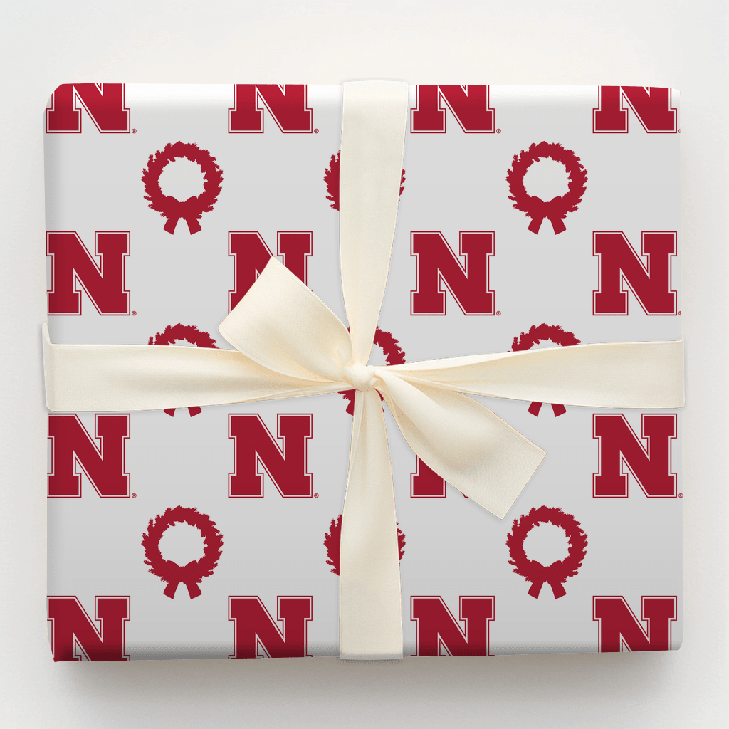 Nebraska Wreath - Wrapping Paper - Aspen & Arlo