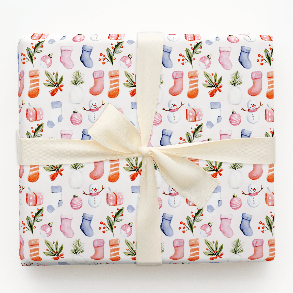 Stocking Mix Wrapping Paper: Christmas Mistletoe Gift Wrap – Aspen & Arlo