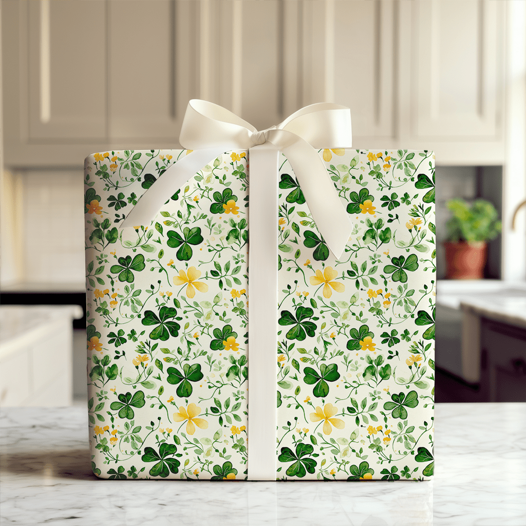 Fields of Lucky Shamrocks - Wrapping Paper - Aspen & Arlo