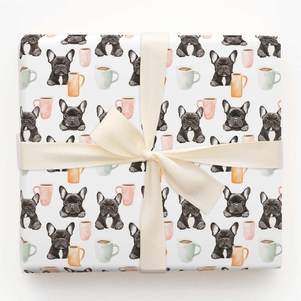Coffee Day with the Black Frenchie - Wrapping Paper - Aspen & Arlo