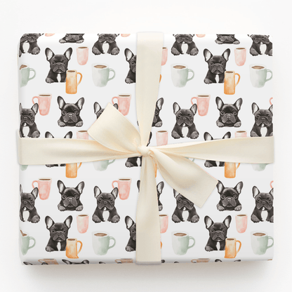 Coffee Day with the Black Frenchie - Wrapping Paper - Aspen & Arlo