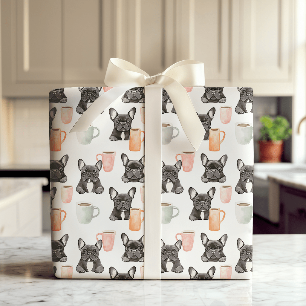 Coffee Day with the Black Frenchie - Wrapping Paper - Aspen & Arlo