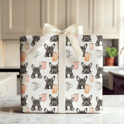 Coffee Day with the Black Frenchie - Wrapping Paper - Aspen & Arlo