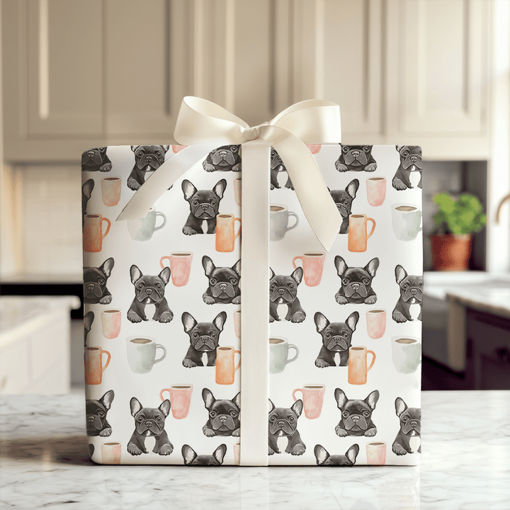 Coffee Day with the Black Frenchie - Wrapping Paper - Aspen & Arlo