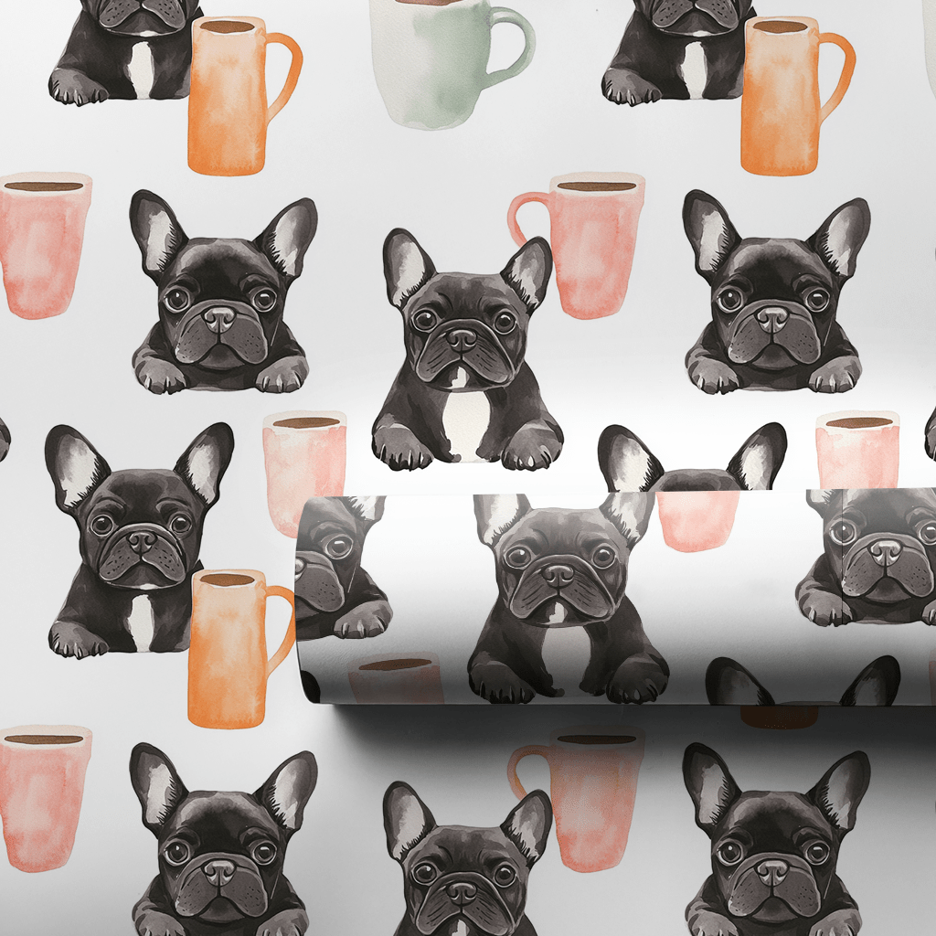 Coffee Day with the Black Frenchie - Wrapping Paper - Aspen & Arlo