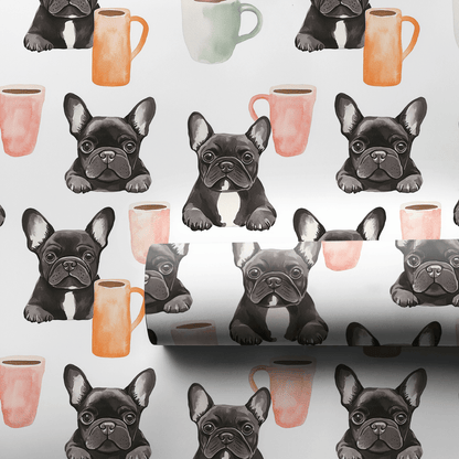 Coffee Day with the Black Frenchie - Wrapping Paper - Aspen & Arlo