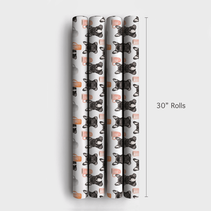 Coffee Day with the Black Frenchie - Wrapping Paper - Aspen & Arlo