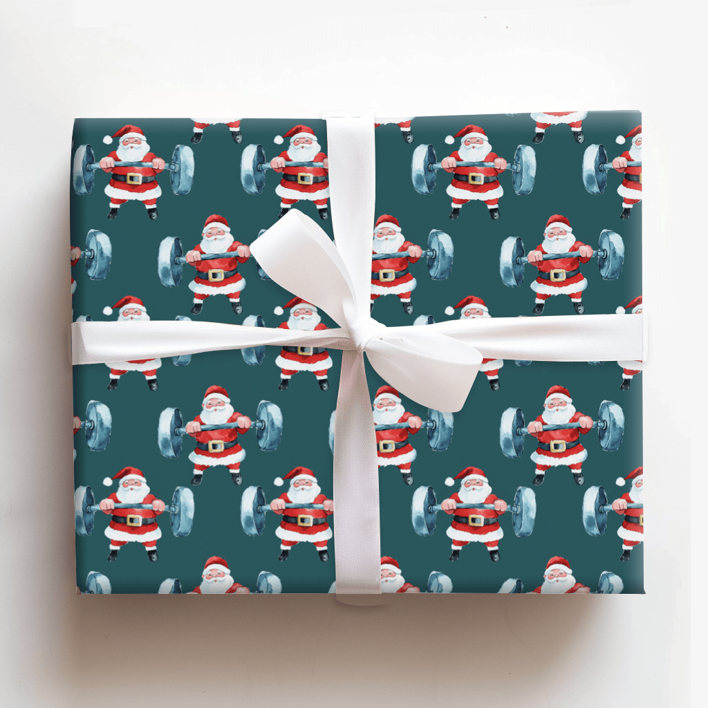 Muscle Up Santa - Wrapping Paper - Aspen & Arlo