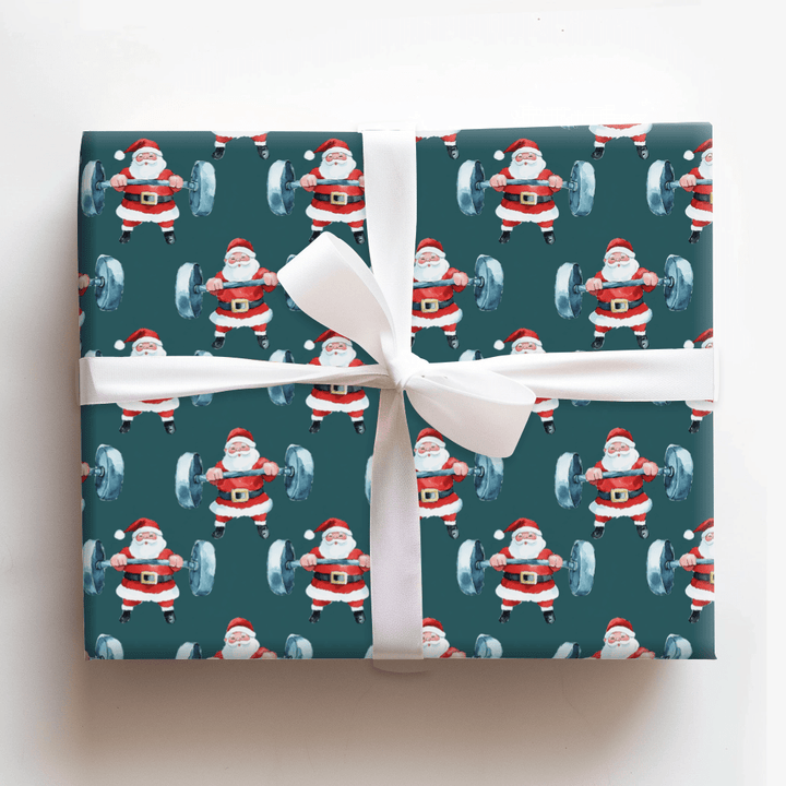 Muscle Up Santa - Wrapping Paper - Aspen & Arlo
