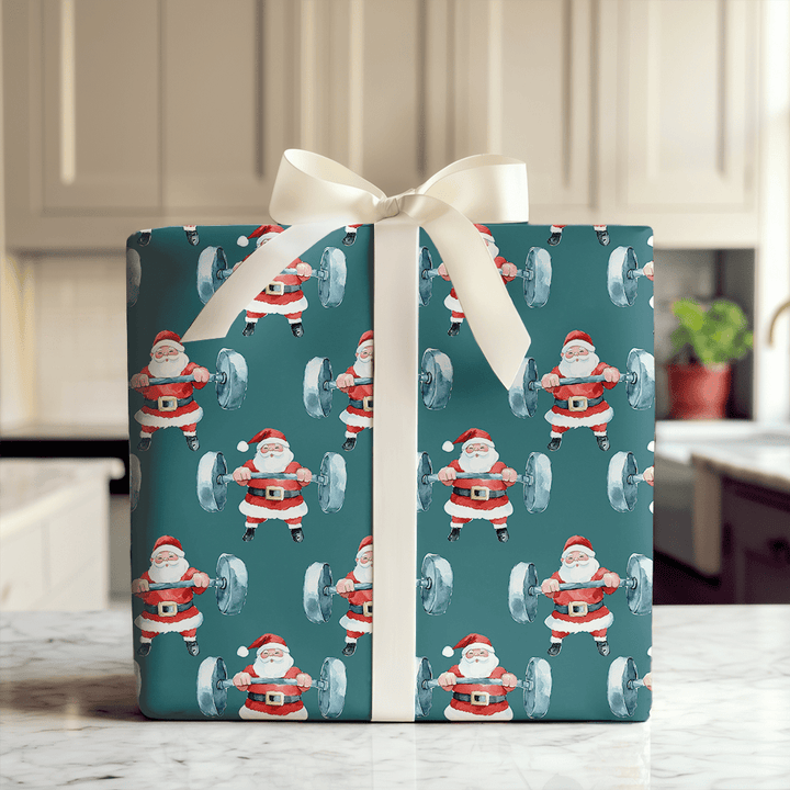Muscle Up Santa - Wrapping Paper - Aspen & Arlo