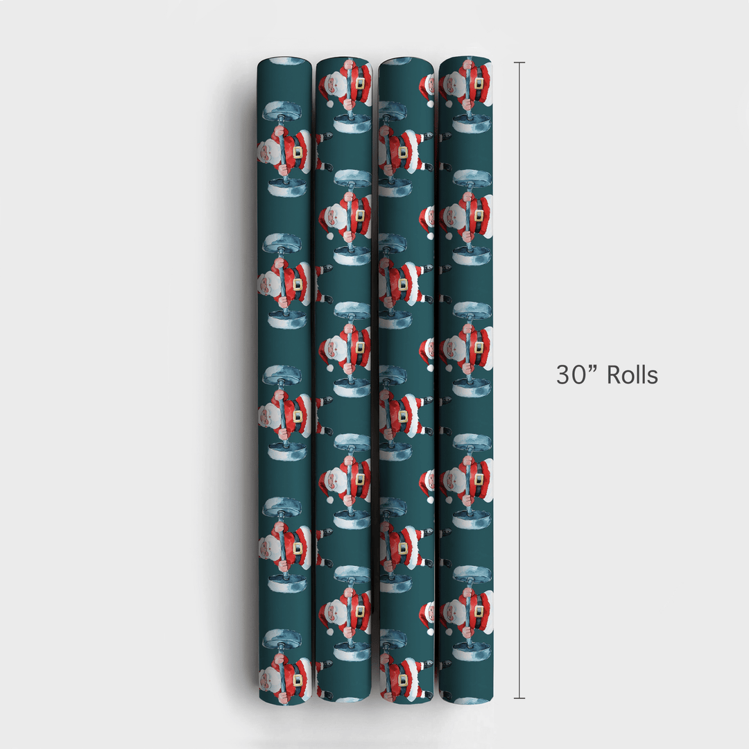 Muscle Up Santa - Wrapping Paper - Aspen & Arlo