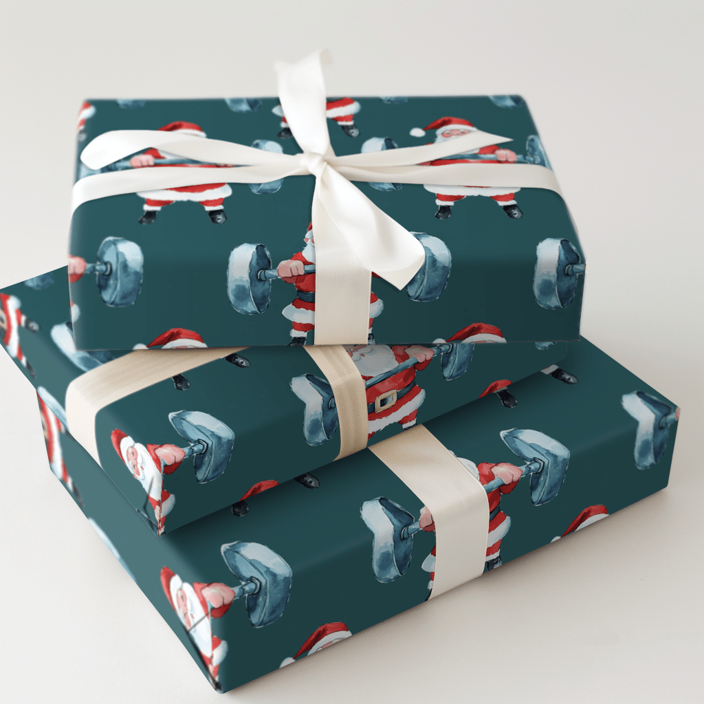 Muscle Up Santa - Wrapping Paper - Aspen & Arlo
