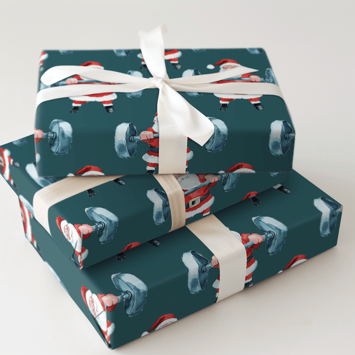 Muscle Up Santa - Wrapping Paper - Aspen & Arlo