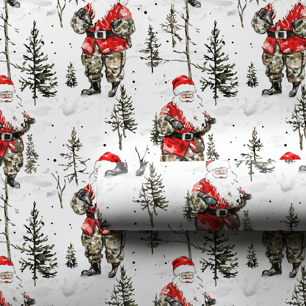 Snow Hunt Santa - Wrapping Paper - Aspen & Arlo