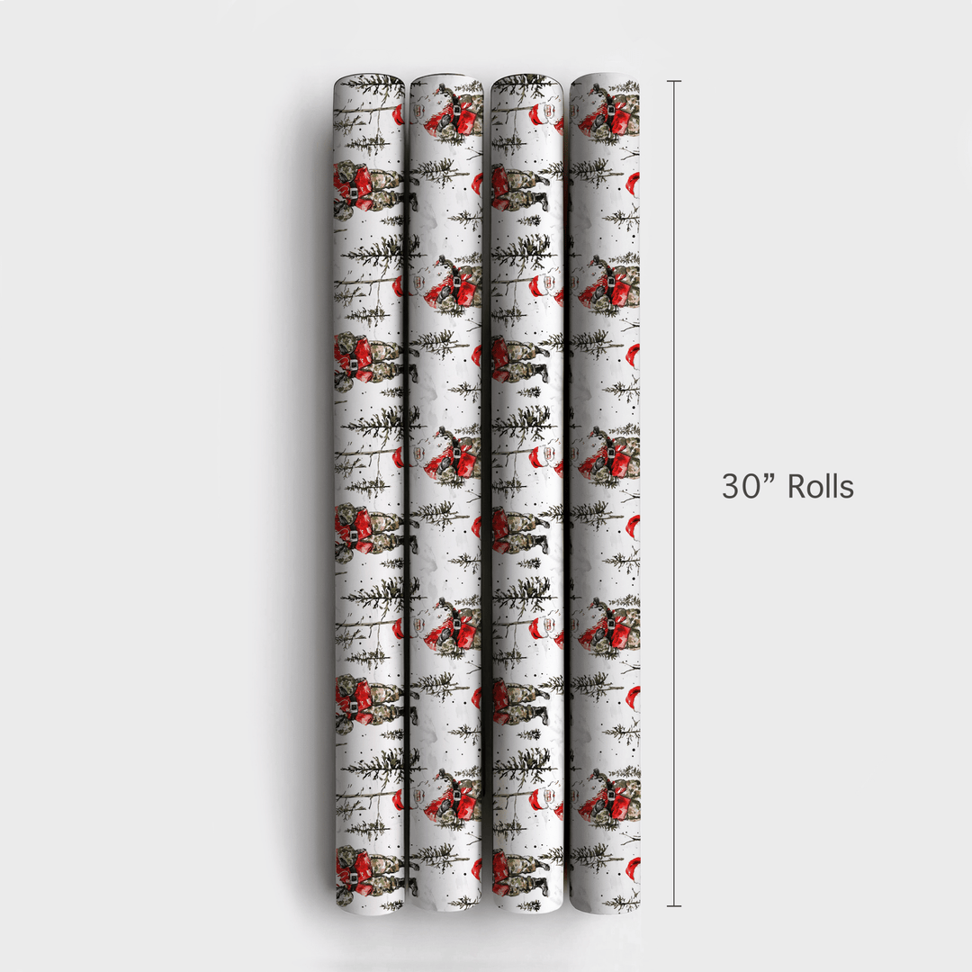 Snow Hunt Santa - Wrapping Paper - Aspen & Arlo