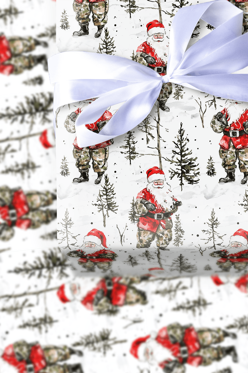 Snow Hunt Santa - Wrapping Paper - Aspen & Arlo