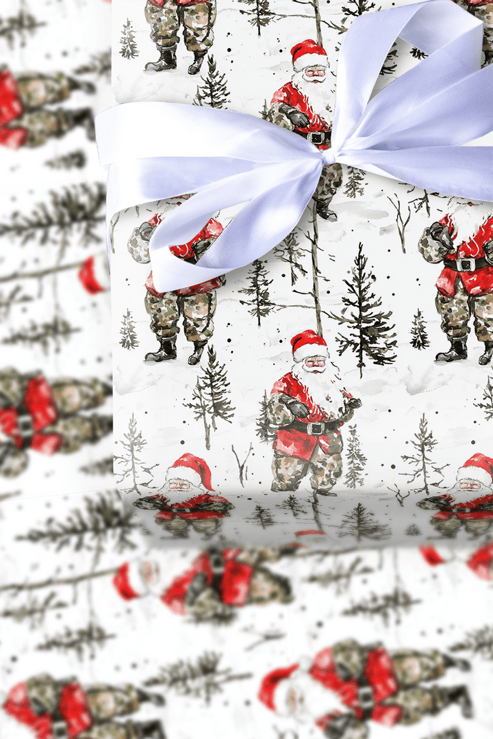 Snow Hunt Santa - Wrapping Paper - Aspen & Arlo