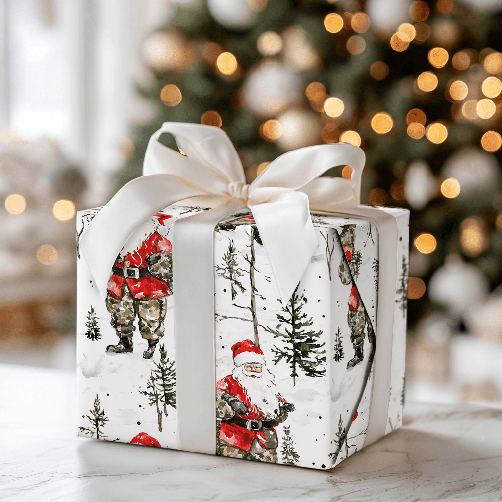 Snow Hunt Santa - Wrapping Paper - Aspen & Arlo