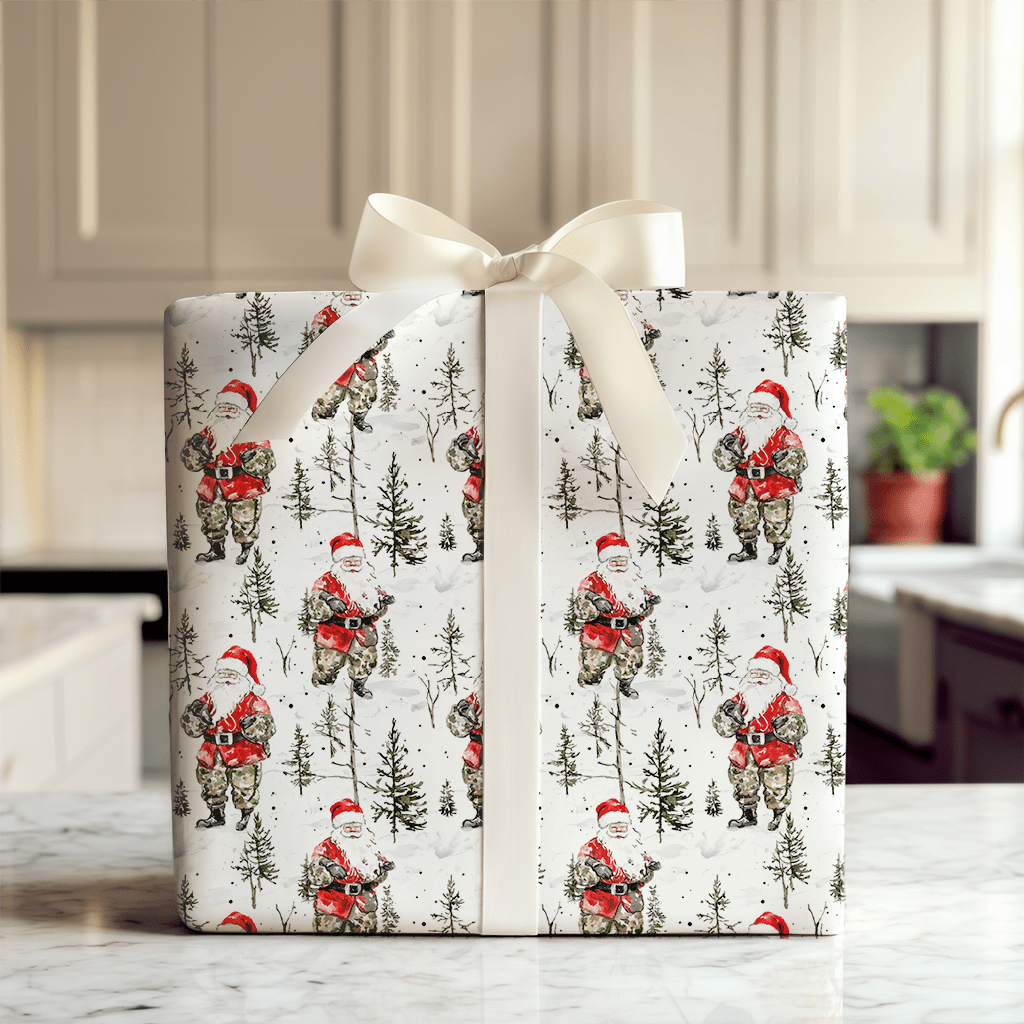 Snow Hunt Santa - Wrapping Paper - Aspen & Arlo