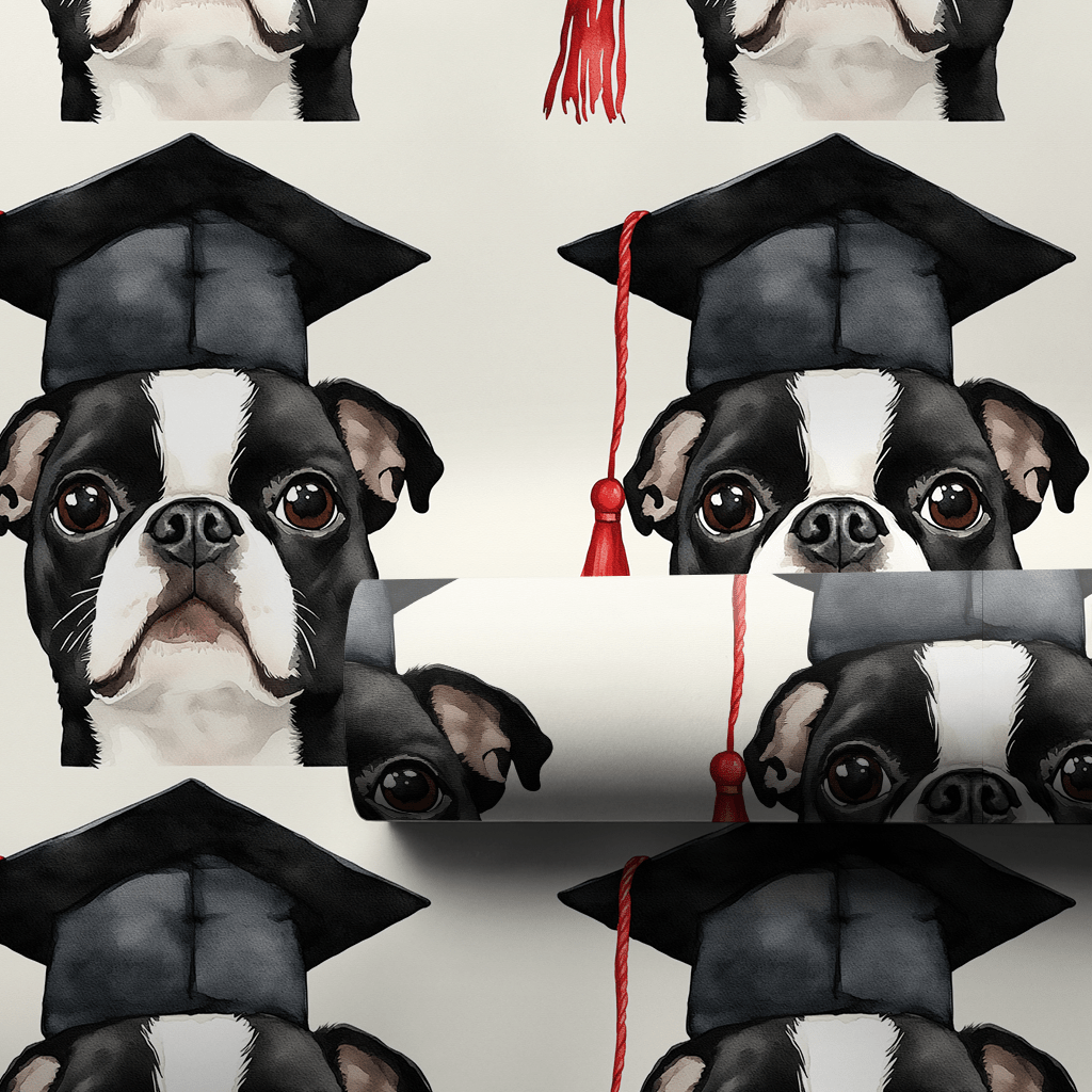 Boston Terrier Graduate - Wrapping Paper - Aspen & Arlo