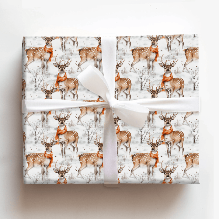 Snowfall Stag - Wrapping Paper - Aspen & Arlo