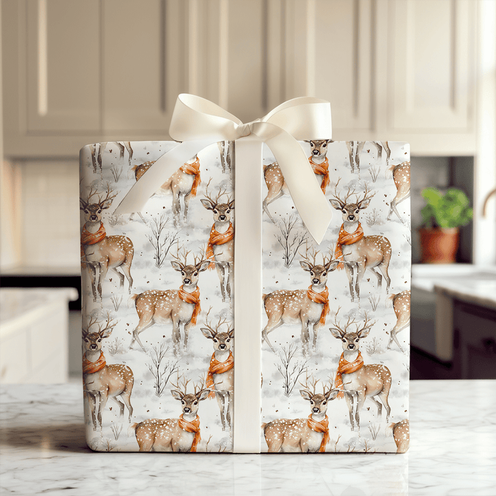 Snowfall Stag - Wrapping Paper - Aspen & Arlo